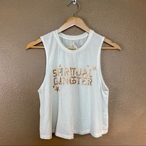 Spiritual Gangster Muscle Tank Ivory and Gold